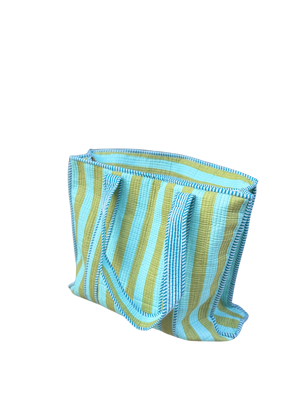 Bolso rayas azul y verde